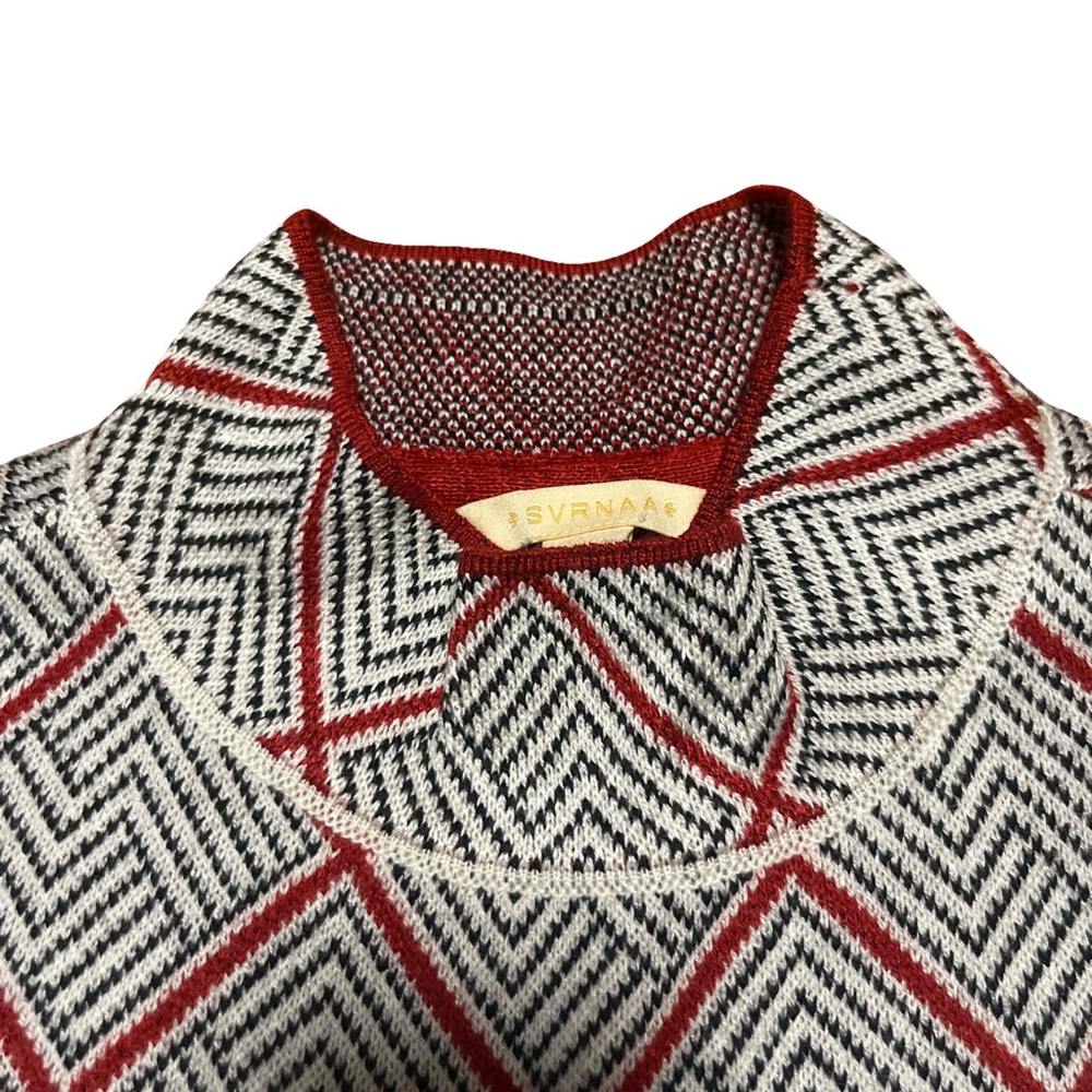 SVRNAA Knit Dress with Geometric Print in Red, White and Black Size M - Picture 10 of 13
